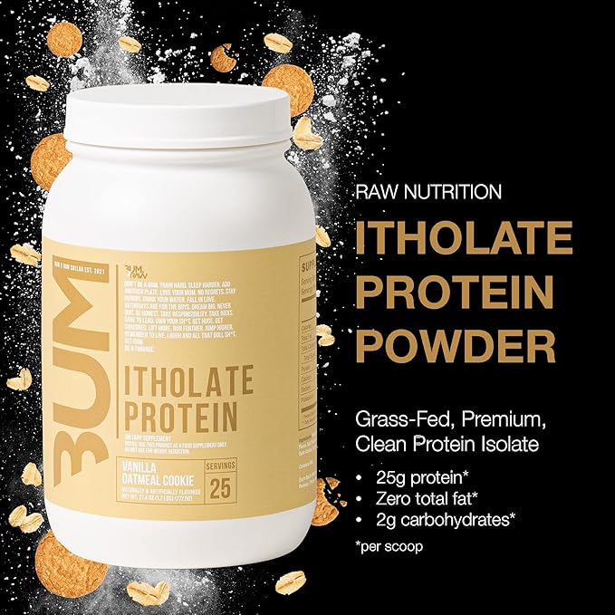 RAW Whey Isolate Protein Powder, Vanilla Oatmeal Cookie (CBUM Itholate Protein) - 100% Grass-Fed Sports Nutrition for Muscle Growth & Recovery - Low-Fat, Low Carb, Naturally Flavored - 25 Servings