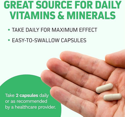 Herbtonics Whole Food Multivitamin for Teens | Essential Vitamins and Minerals Supplement for Teenage Boys & Girls | 62 Plant-Based Superfoods, Raw Veggies & Fruit Complex | Non-GMO Vegan 60 Capsules