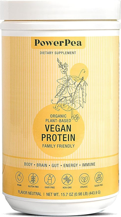 Plant Based Vegan Protein Unflavored- USDA Organic with Vitamins, Fiber, Omega 3, Turmeric, Kids Nutrition, Non-GMO, Dairy Free, Allergen Free, Sugar & Gluten Free