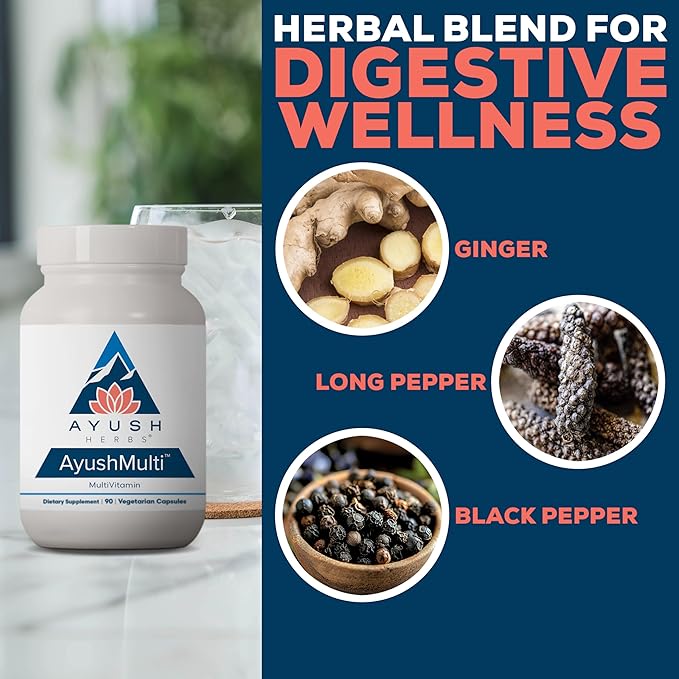 Ayush Herbs Multi, All-Natural High Antioxidant Multivitamin for Women and Men, Active B Vitamin and Chelated Mineral Supplements, Daily Vitamins for Adults, 90 Vegetarian Capsules