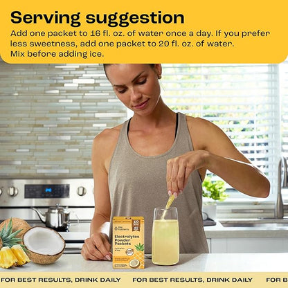 KEY NUTRIENTS Electrolytes Powder Packets - Tropical Pineapple Coconut 40 Pack Hydration Packets - Travel Hydration Powder - No Sugar, No Calories, Gluten Free Keto Electrolytes Powder - Made in USA