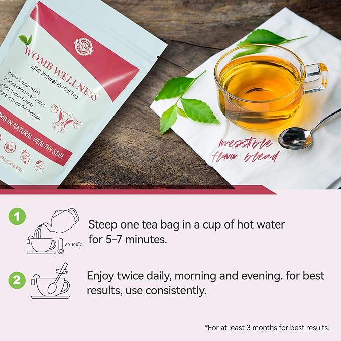 Laicuherb Natural Womb Fertility Tea for Women Ovary and Uterus Cleanse, Womb Detox Fibroid Tea Helps with Hormone Balance and Get Pregnant Fast for Women, Pcos Tea for Period Regularity 10 Teabags