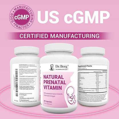 Dr. Berg Natural Prenatal Vitamins for Women (Pregnant & Nursing) - Prenatal Vitamins with Folate, Vitamins, Minerals, Omegas, &11 Powerful Superfoods - Womens Prenatal Multivitamin - 60 Capsules
