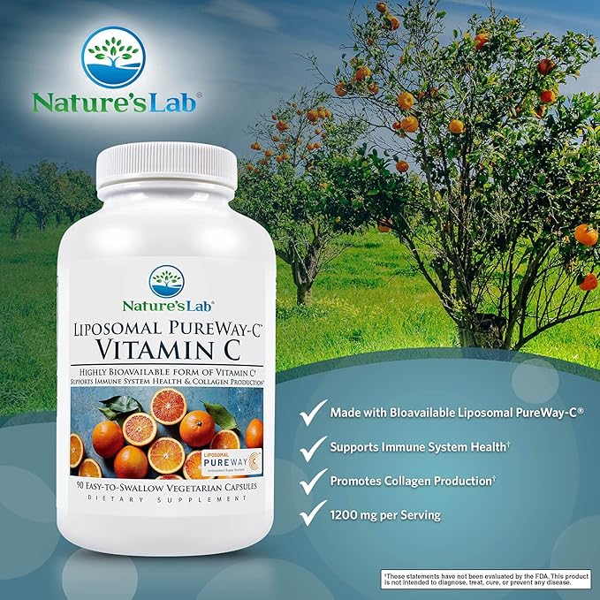 Nature's Lab Liposomal PureWay-C® Vitamin C - Supports Immune Health & Collagen Production* - 90 Capsules
