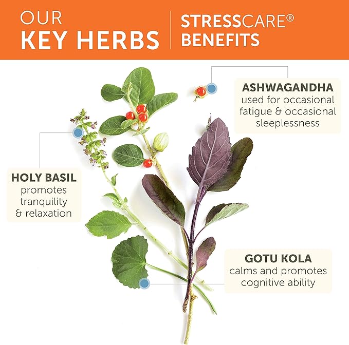 Himalaya StressCare Herbal Supplement, Supports Stress Relief, Energy Support, Relaxation, Occasional Sleeplessness, Ashwagandha, Holy Basil/Tulsi, Gotu Kola, Non-GMO, Vegetarian, 60 Capsules
