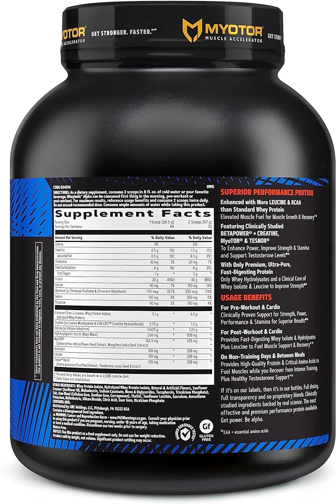 GNC AMP Wheybolic Alpha Whey Protein Powder with MyoTOR | Targeted Muscle Building and Workout Support Formula with BCAA | 40g Protein | Classic Vanilla | 22 Servings