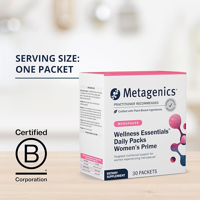 Metagenics Wellness Essentials Women's Prime - Menopause Support* - Daily Multivitamin Packets - Womens Multivitamins - Bone Density Support* - Omega-3 Fatty Acids - Non-GMO & Gluten Free - 30 Packets