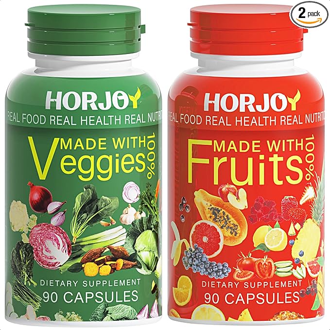 Nature Fruits and Veggies/Vitamins Supplements Dietary Nutritional Balance 90 Fruit and 90 Veggie Capsules-(Pack of 2)