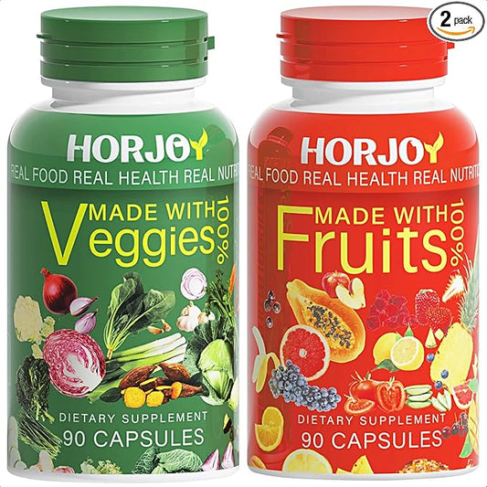 Nature Fruits and Veggies/Vitamins Supplements Dietary Nutritional Balance 90 Fruit and 90 Veggie Capsules-(Pack of 2)
