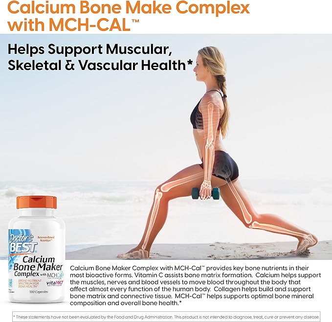 Doctor's Best Calcium Bone Maker Complex with MCHCal, Supports Bone Health, Muscular, Skeletal & Vascular Health, 180 Caps