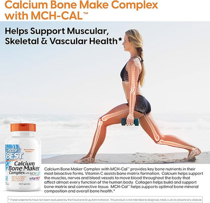 Doctor's Best Calcium Bone Maker Complex with MCHCal, Supports Bone Health, Muscular, Skeletal & Vascular Health, 180 Caps