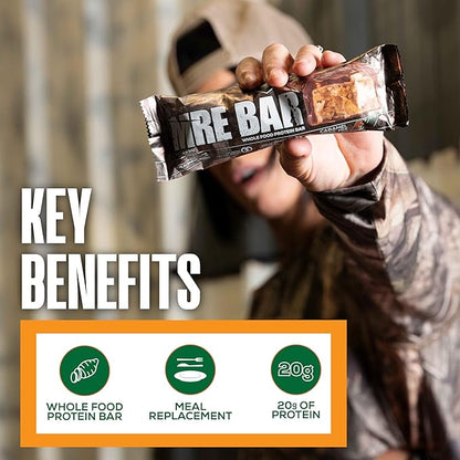 REDCON1 x Mossy Oak MRE Protein Bar, Caramel Trail Mix - 20g of Whole Food Protein + MCT Oil - Easily Digestible, Macro Balanced Low Sugar Meal Replacement Bar (12 Count)
