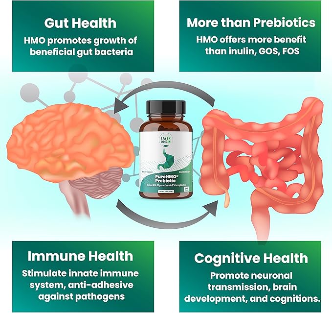 Layer Origin | PureHMO Human Milk Oligosaccharide (HMO 2'-FL) Prebiotic - Feed 180 Billion Probiotics/Serving, 30-Day Supply