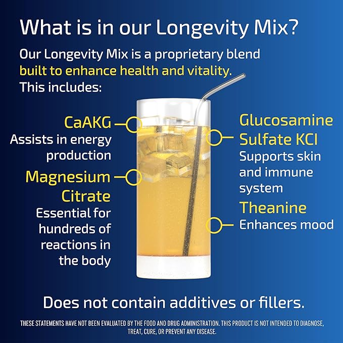 Blueprint Bryan Johnson Longevity Mix - Muscle Builder & Recovery Supplement - Promotes Focus and Stress Relief - Creatine, Ashwagandha, L-Theanine, Calcium - Vegan, Keto Friendly (Pineapple Yuzu)