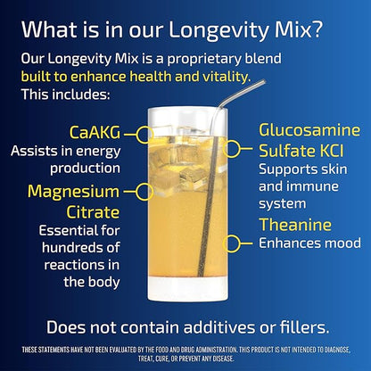 Blueprint Bryan Johnson Longevity Mix - Muscle Builder & Recovery Supplement - Promotes Focus and Stress Relief - Creatine, Ashwagandha, L-Theanine, Calcium - Vegan, Keto Friendly (Pineapple Yuzu)