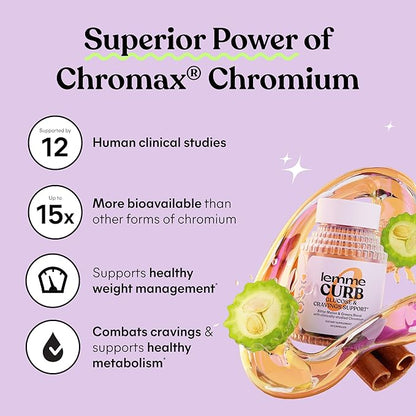 Lemme Curb Cravings, Improve Carb Metabolism, Support Weight Management w/Clinically Studied Chromium Picolinate, Bitter Melon, Ceylon Cinnamon & Greens Blend I Drug-Free I Vegan
