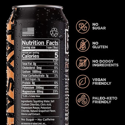 LMNT Sparkling Electrolyte Drink - Grapefruit Salt | 12-Count