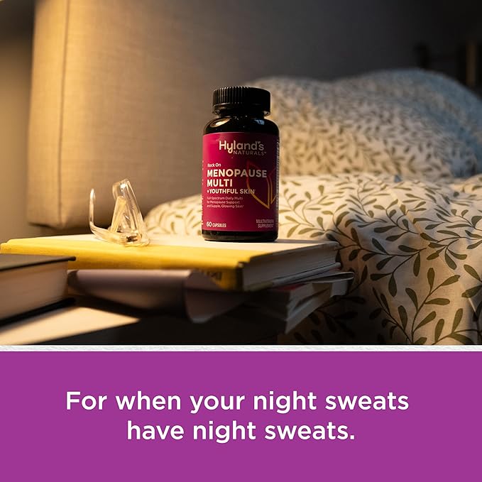 Hyland's Rock On Menopause + Youthful Skin Multivitamin for Women with Immune Support - 60 Capsules - Menopause Relief for Women with Biotin, Collagen, and Red Clover