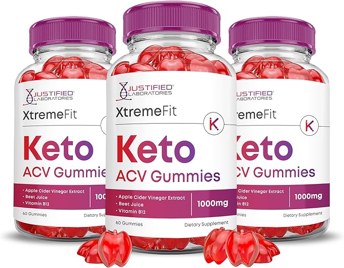 (3 Pack) Xtreme Fit Keto ACV Gummies Advanced Formula 1000MG XtremeFit Keto Gummies Apple Cider Vinegar Formulated with Pomegranate Beet Juice Powder B12 Vegan Non GMO 180 Gummys