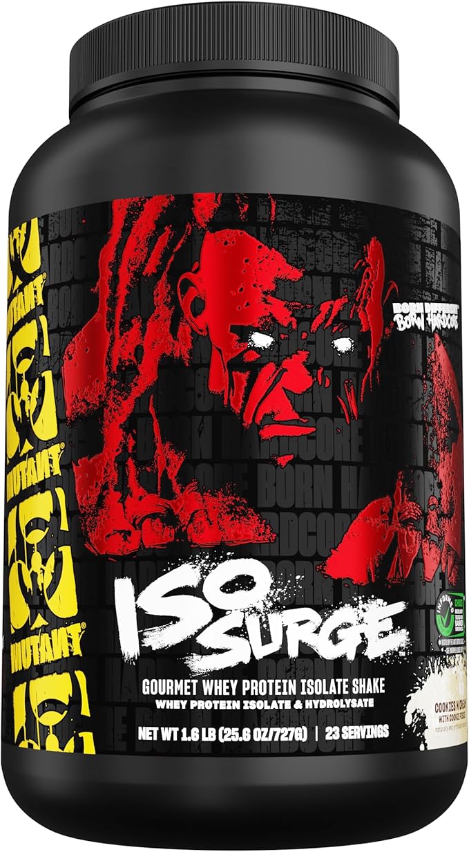 Mutant ISO Surge Whey Protein Isolate Powder Acts Fast to Help Recover, Build Muscle, Bulk and Strength, 1.6 lb (Cookies & Cream)