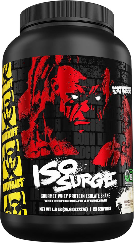Mutant ISO Surge Whey Protein Isolate Powder Acts Fast to Help Recover, Build Muscle, Bulk and Strength, 1.6 lb (Cookies & Cream)