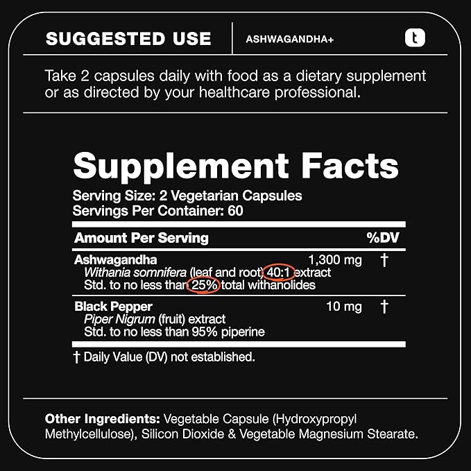 Toniiq 52,000mg 40x Concentrated Extract - 25% Withanolides - Ultra High Strength Ashwagandha Capsules - Wild Harvested in India - Highly Concentrated and Bioavailable Supplement- 120 Veggie Capsules