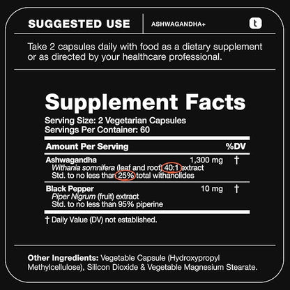Toniiq 52,000mg 40x Concentrated Extract - 25% Withanolides - Ultra High Strength Ashwagandha Capsules - Wild Harvested in India - Highly Concentrated and Bioavailable Supplement- 120 Veggie Capsules