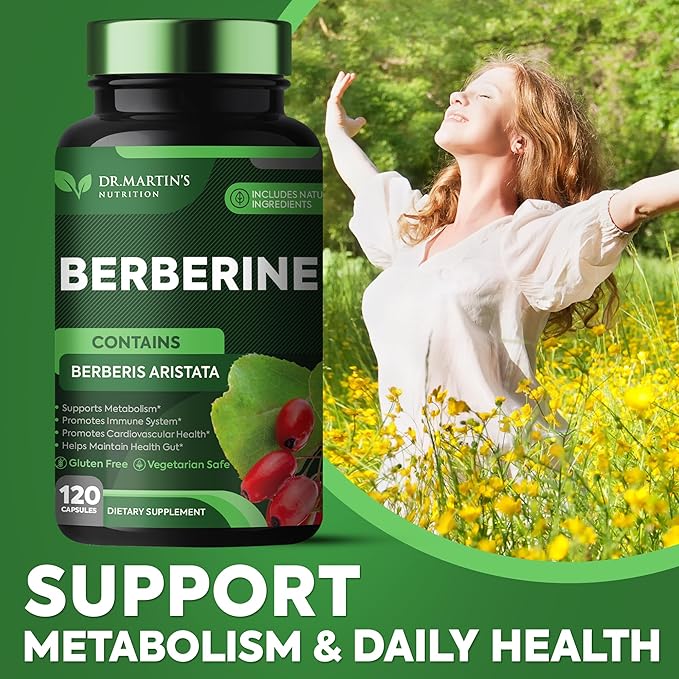 Potent 1200mg Berberine Supplement | 120 Capsules | Berberine HCL For Glucose Metabolism | Supports Healthy Weight Management, Healthy Immune System | Improves Cardiovascular & Gastrointestinal Health