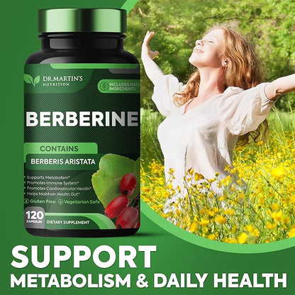 Potent 1200mg Berberine Supplement | 120 Capsules | Berberine HCL For Glucose Metabolism | Supports Healthy Weight Management, Healthy Immune System | Improves Cardiovascular & Gastrointestinal Health