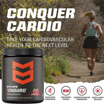 MTN OPS Enduro Nitric Oxide Supplement & Stim-Free Pre Workout - 30 Servings - with Magnesium Citrate, Beet Root Powder, Niacinamide, L Arginine & L Citrulline - Peach Zing Flavor