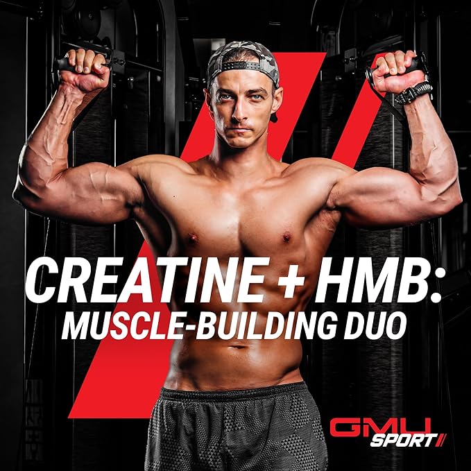 GMU SPORT - Creatine Monohydrate with HMB Powder - 45 Servings, Creatine HMB Supplements, Creatine with HMB for Increased Strength, Muscle Growth & Enhanced Energy, 3G HMB, Strawberry Lemonade