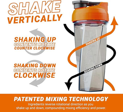 HELIMIX 2.0 Vortex Blender Shaker Bottle Holds upto 28oz | No Blending Ball or Whisk | USA Made | Portable Pre Workout Whey Protein Drink Shaker Cup | Mixes Cocktails Smoothies Shakes | Top Rack Safe