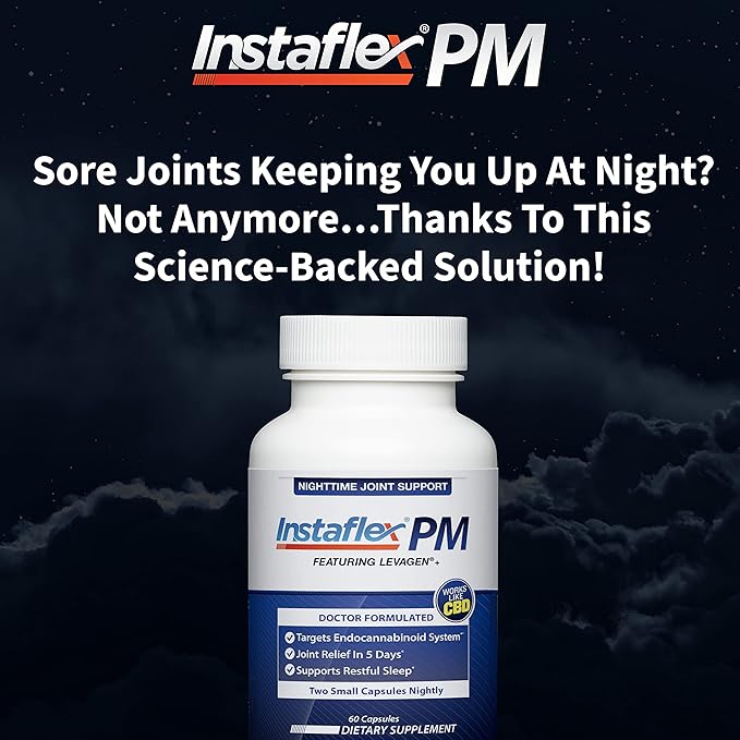 Instaflex PM Nighttime Joint Support with Levagen, Tamaflex, GABA, Ashwagandha, Passionflower Extract, Mobility, Sleep Support - 60 Capules