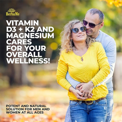 Vitamin D3 5000 IU + K2 with Magnesium Bisglycinate for Max Absorption | 90 Capsules | Immune Support | Promotes Heart, Bone and Muscle Health