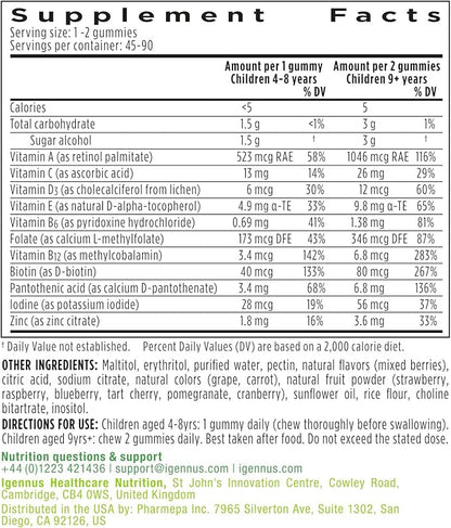 Methylated Kids Multivitamin Gummy, MTHFR Supplement with B-Vitamins & Vitamin D, No Artificial Sweeteners or Flavors, Sugar Free, Age 4+, 90 Berry Gummies, Non-GMO, Halal, Clean Label, by Igennus