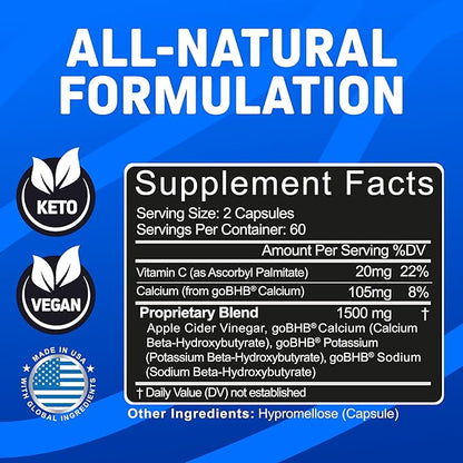 Herbtonics Apple Cider Vinegar Capsules Plus Keto BHB | Fat Burner & Weight Loss Supplement for Women & Men | Appetite Suppressant