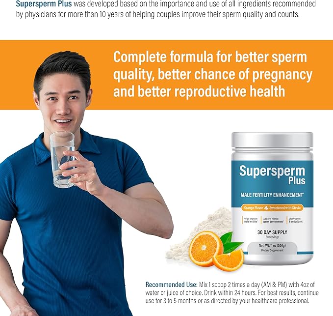 Male Fertility Supplement with L-Carnitine and L-Arginine, Preconception Fertility Formula for Optimal Count & Healthy Volume Production,1 Month Supply (60 doses) in Powder.