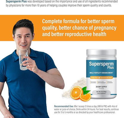 Male Fertility Supplement with L-Carnitine and L-Arginine, Preconception Fertility Formula for Optimal Count & Healthy Volume Production,1 Month Supply (60 doses) in Powder.