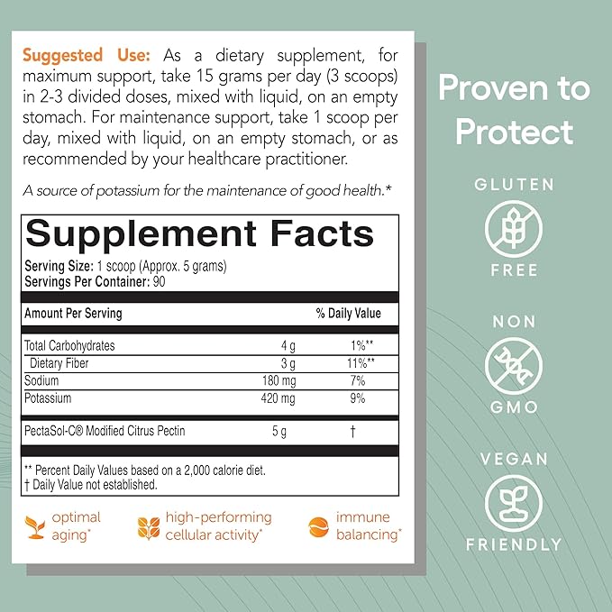 PectaSol Modified Citrus Pectin – 454g Powder – Total-Body Health Supplement to Support the Heart, Immune System, Inflammation Response & Healthy Aging + Maintain Healthy Galectin-3 Levels