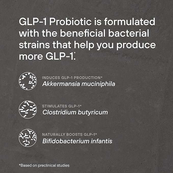 GLP-1 Probiotic - 500M AFU Multi-Strain Probiotic + Prebiotic, Naturally Support GLP-1 Production & Curb Appetite, Delayed Release, Third-Party Tested, for Men & Women (30 Capsules, 1-Pack)
