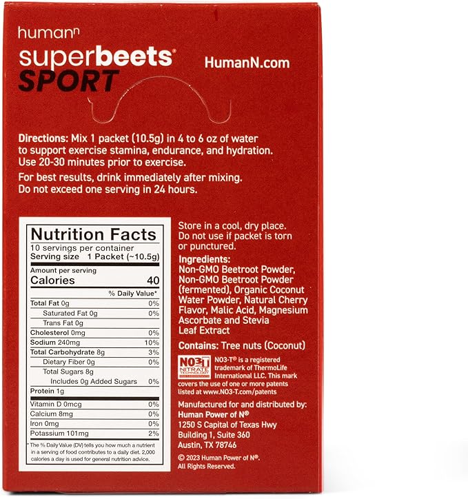 humanN SuperBeets Pre Workout Powder – Caffeine Free – Nitric Oxide Supplement – Creatine & Stimulant Free – Wild Cherry Flavor, 10 Count Packets