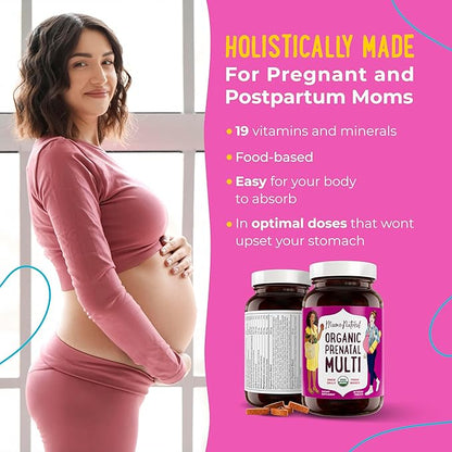 Mama Natural Organic Prenatal Vitamins For Women Vegan (30 Servings) | One A Day Prenatal Vitamins For Pregnant Women | Food Based, Non-gmo & Gluten-free - Pre Natal Multivitamin For Women With Folate