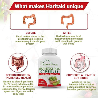 Organic Haritaki Capsules – 2420MG - Improves Digestion - Detoxification & Rejuvenation – Maintains Regularity - Brain Function- 100 Capsules Terminalia chebula | Vegan, Non-GMO