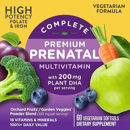 Nature's Way Alive! Complete Premium Prenatal Multivitamin for Women, Healthy Eye and Brain Development*, 60 Vegetarian Softgels
