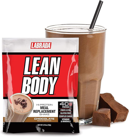 Labrada Nutrition Lean Body Hi-Protein Meal Replacement Shake, Chocolate, 2.78 Ounce (Pack of 20) Packets
