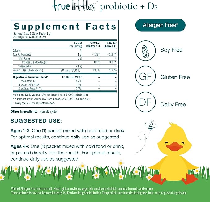 True Grace One Daily Women's Probiotic (30 Vegetarian Tablets) + True Littles Probiotic + D3 (30 Individual Stick Packs)
