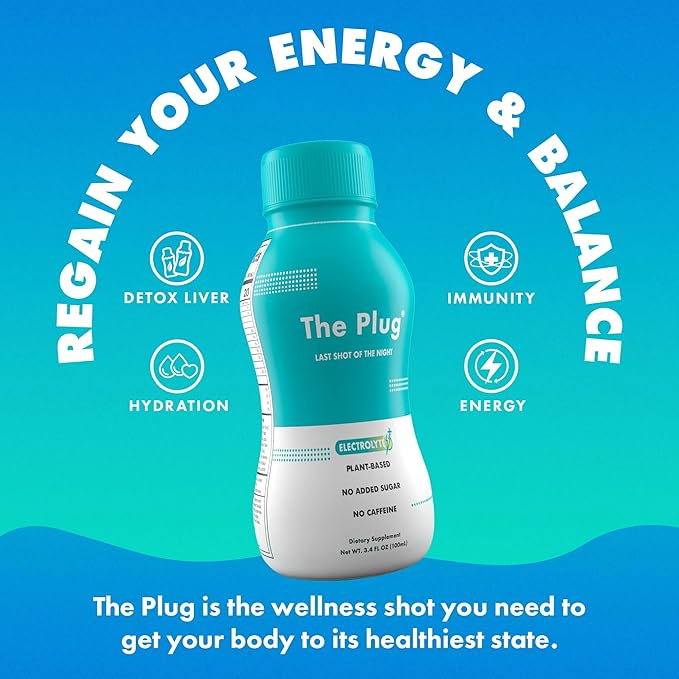 The Plug Cleanse Detox Drink, 48-Pack - All-Natural Plant-Based Electrolyte & Liquid Hydration Pack - Regain Key Nutrients Support Drink