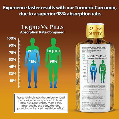 Tropical Oasis Liquid Turmeric Curcumin w/Bioperine - 1650mg Maximum Strength Turmeric Supplement with Black Pepper & Vitamin C - 98% Absorption Rate - 32oz