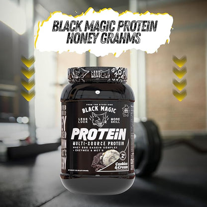 Worldwide Nutrition Bundle: Black Magic Multi-Source Casein Protein Powder-Whey, Egg Albumin Enzymes, Micellar Casein & MCTs-Muscle Mass Gaining-Bodybuilding-Cookies and Cream 2 LB & Keychain