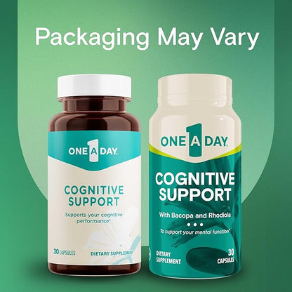 One A Day Cognitive Supplement – Brain Supplement to Support Cognitive Performance for Men and Women with Bacopa. Also includes Rhodiola, & Holy Basil, 30 Capsules (Packaging May Vary)